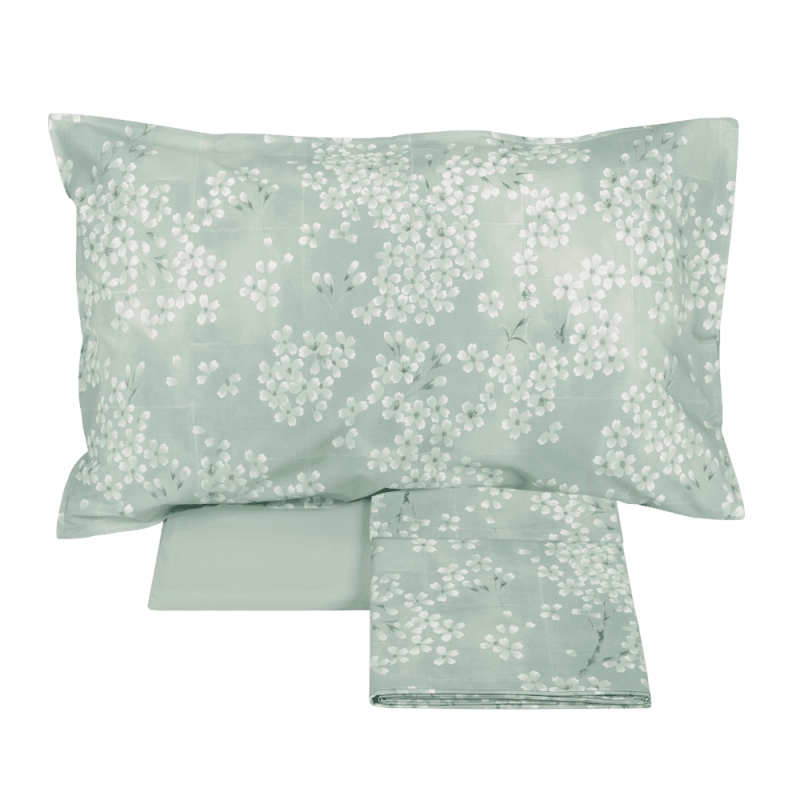 KIMONO COMPLETO LENZUOLA COPRILETTO GRAY GREEN (2 piazze) - FAZZINI