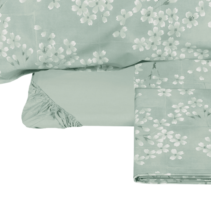 KIMONO COMPLETO LENZUOLA COPRILETTO GRAY GREEN (2 piazze) - FAZZINI