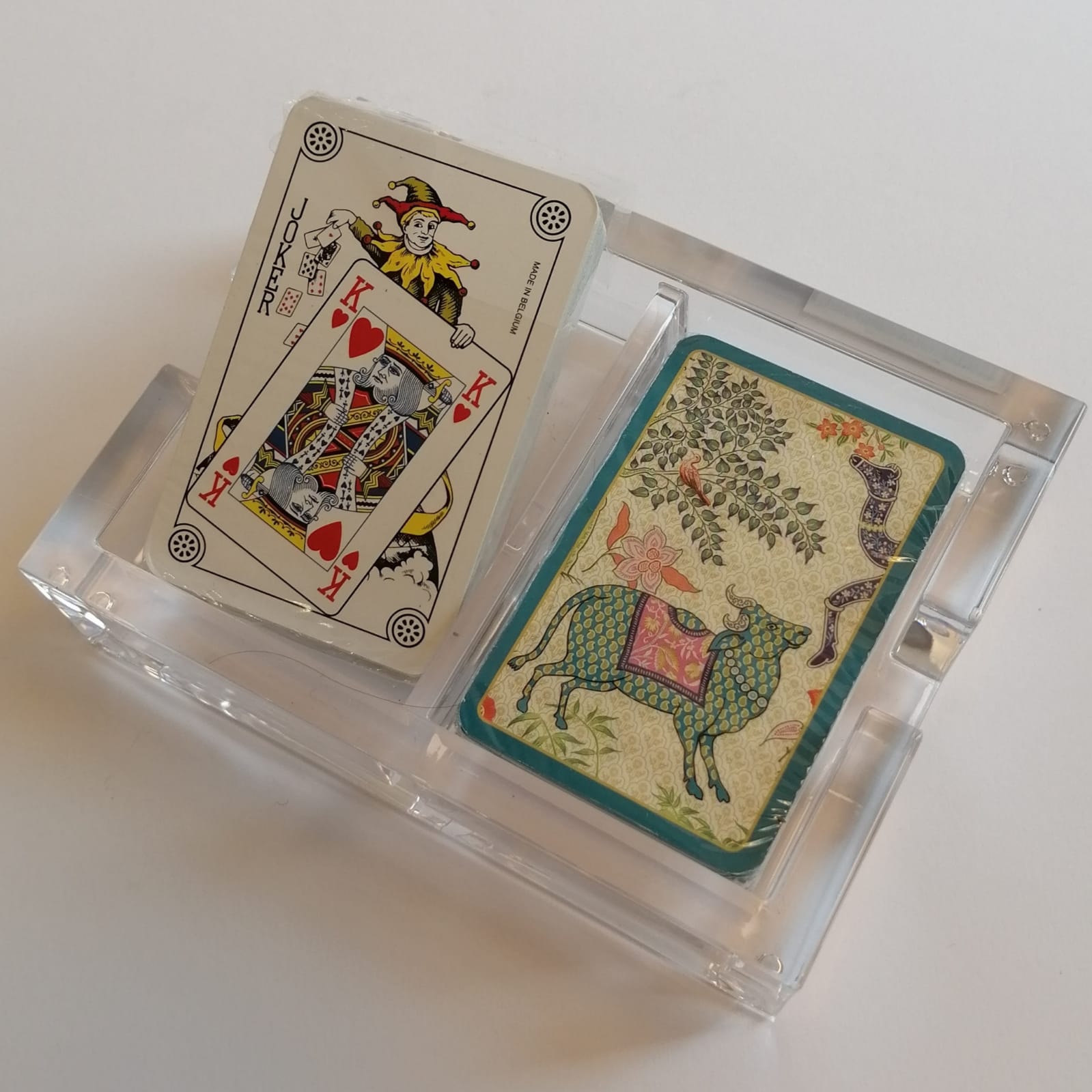 Carte da gioco con contenitore in acrilico trasparente 2 mazzi